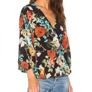 NWT Yumi Kim‎ XS Posh Life Wrap Top - Floral Print Morning Glory flowers